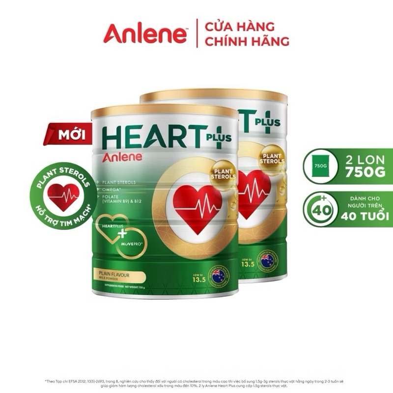 ( Hàng  Chính Hãng ) Combo 2 Thực phẩm bổ sung Anlene Heart Plus với dưỡng chất chăm sóc sức khỏe ti