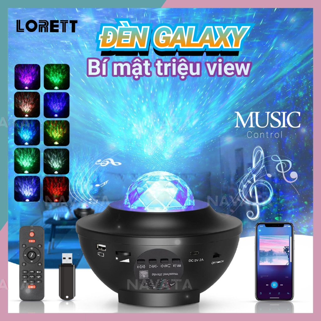 LORETT Đèn Led Chiếu Sao Galaxy HOT light kèm loa Bluetooth tặng điều khiển có thể kết nối bluetooth và phát nhạc