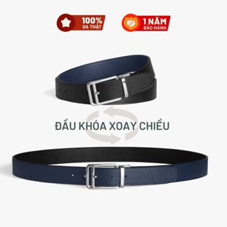 Thắt Lưng Da Thật Đầu Xoay LAGOM - Dây Epsom Navy - Đen