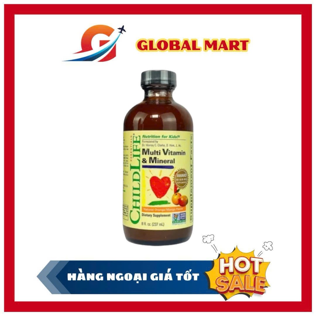 Vitamin tổng hợp Childlife- Multivitamin & Mineral vị cam cho bé trên 6 tháng 237ml