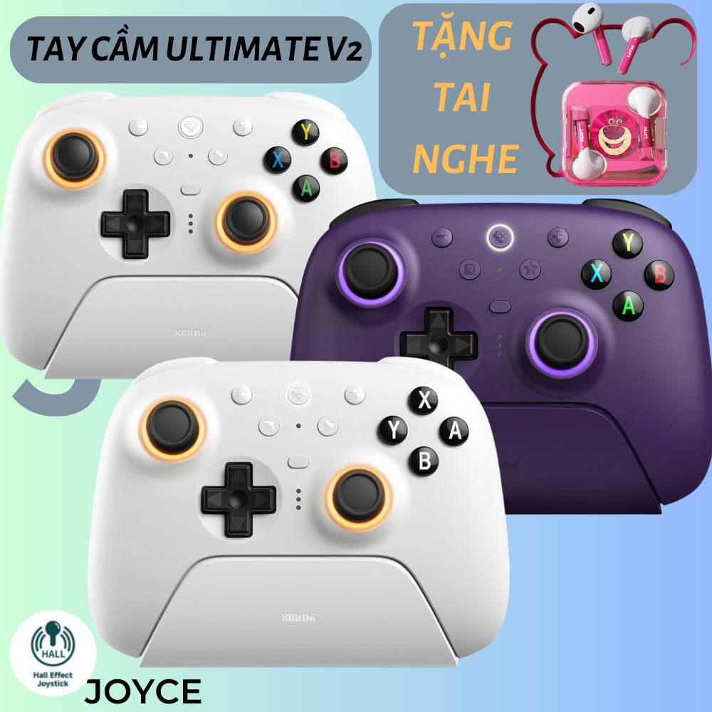 Tay cầm 8BitDo Ultimate 2 hỗ trợ Macro, Analog TMR, Polling Rate 1000Hz cho PC, Steam,android,switch
