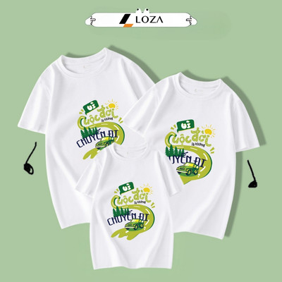 Áo phông gia đình 3,4,5 người màu trắng chất liệu thun cotton co giãn 4 chiều Loza mã G0312