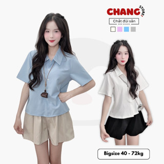 Set Áo Sơ Mi Nữ Tay Ngắn Kerira Cổ Cách Điệu Có Bigsize 40-72kg From Vừa ChangStore - A35