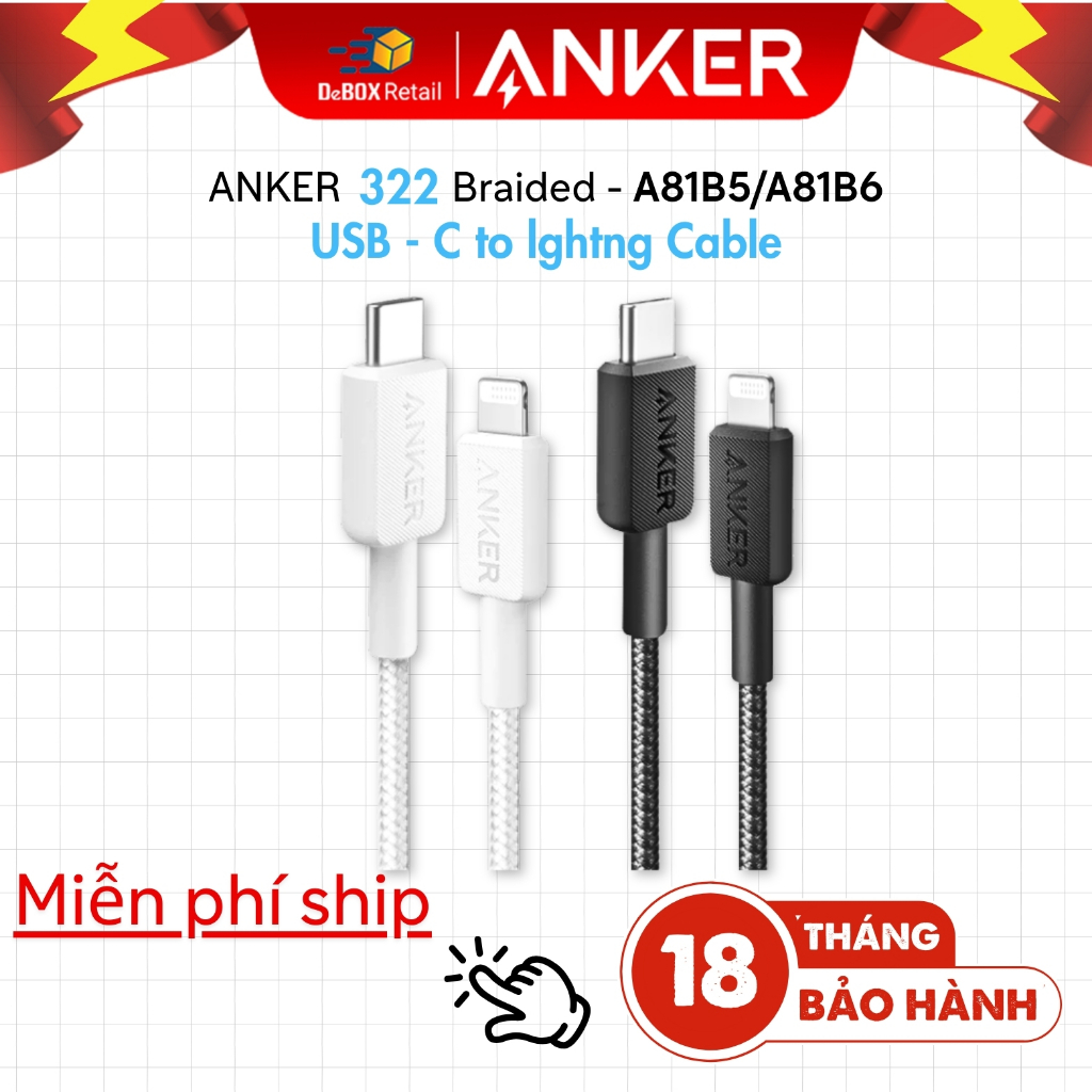 Cáp Sạc Nhanh ANKER 322 Nylon Dù USB-C to Lghtng đạt chứng nhận, thích hợp iP14 series trở xuống- A8