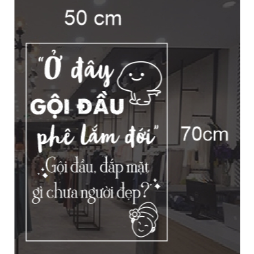 Decal dán kính chữ dán kính làm theo yêu cầu - chữ in UV decal trong - cho tiệm gội đầu