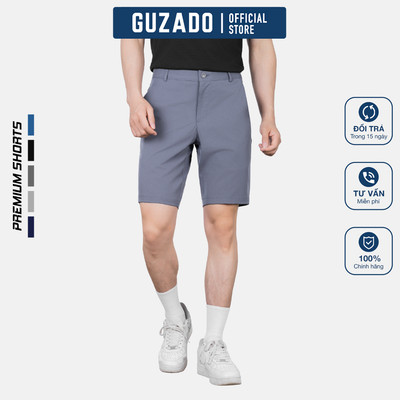 Quần Short Kaki Nam GUZADO Vải Gió Mềm Mịn Thoải Mái, Form Dáng Lịch Sự Sang Trọng,Màu Basic GSR15-GASC25S001