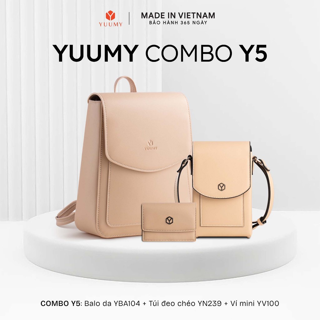 [COMBO Y5] Balo Yuumy Thời trang nữ YBA104 + Túi Yuumy Thời trang nữ Seasand YN239 + Ví Yuumy Thời t