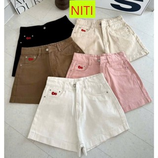 [SOBT2123] QUẦN SHORT JEANS ĐÙI NỮ LƯNG CAO THÊU NƠ ĐỎ LAI CAO MÀU TRẮNG ĐEN KEM NÂU HỒNG CÁ TÍNH SIÊU XỊN SÒ