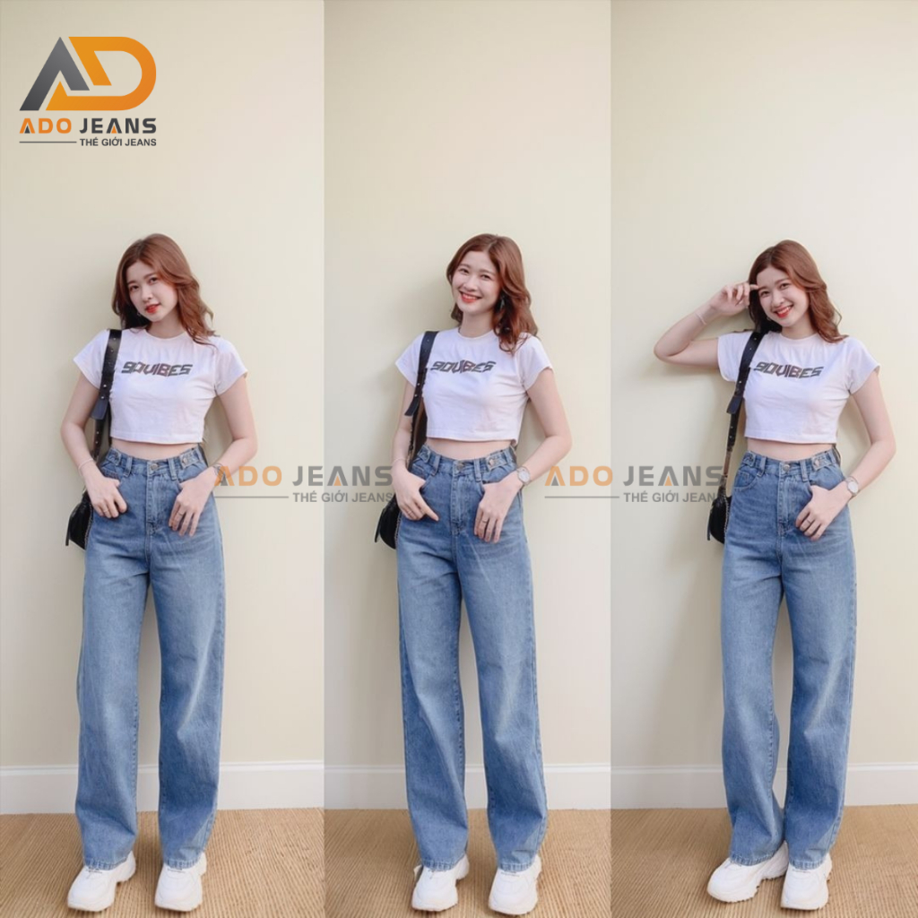 Quần Jean Ống Rộng SIMPLE JEAN Lưng Cao Unisex (DJ1301)
