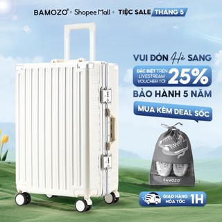  Vali Bamozo 9033 Khung Nhôm Size 20 24 Cao Cấp Nhựa PC Nguyên Khối 