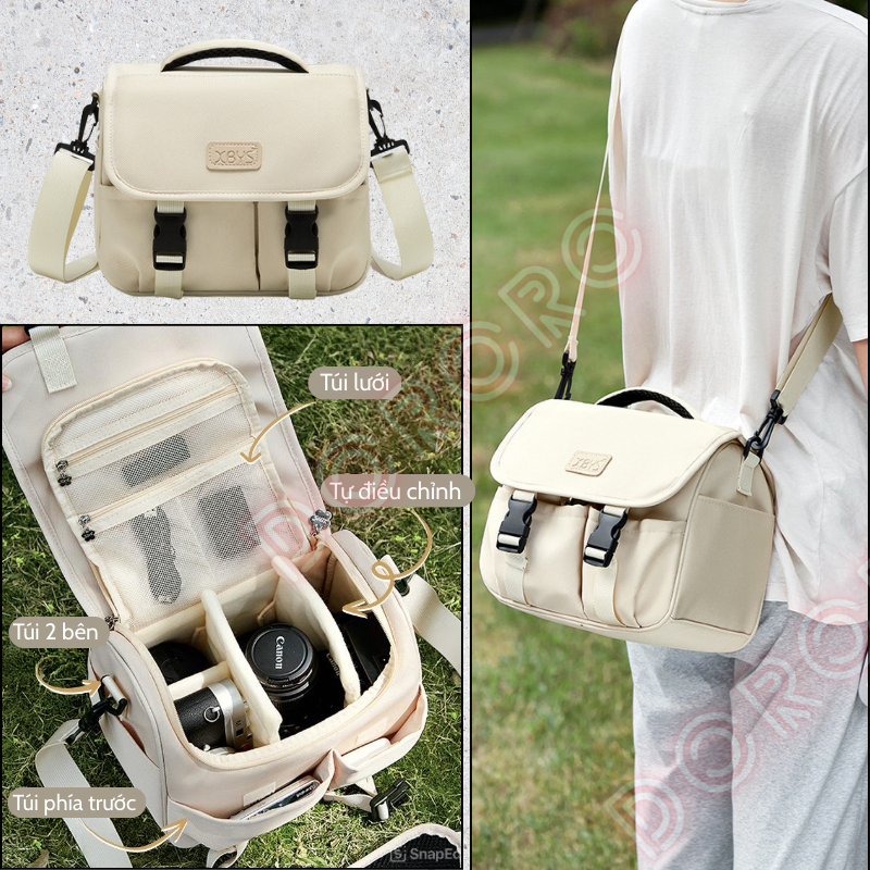  Túi Đựng Máy Ảnh Chống Sốc XBYS Đeo Chéo Có Nhiều Ngăn Phù Hợp Canon Nikon Sony Fuji | Có Ngăn Chia Thoải mái di chuyển 