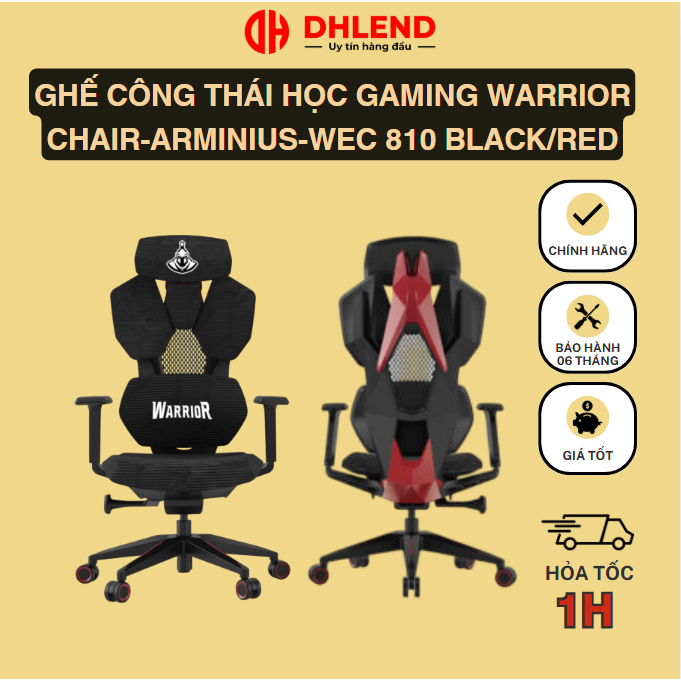 Ghế công thái học gaming WARRIOR Chair-Arminius-WEC 810 Black/Red