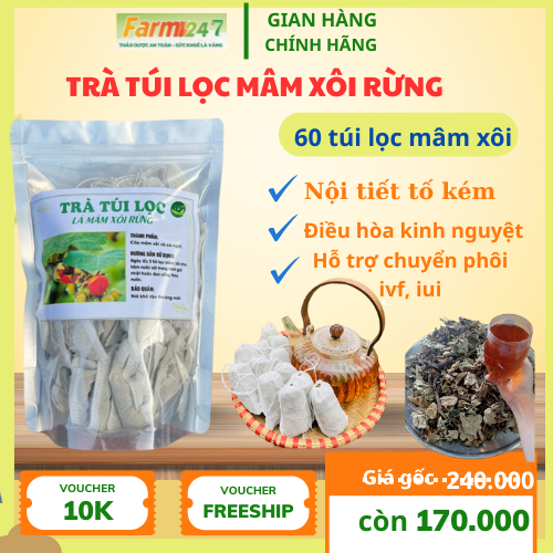 Trà túi lọc Lá mâm xôi rừng - Làm đẹp niêm mạc, hỗ trợ thả tự nhiên và chuyển phôi ivf, iui