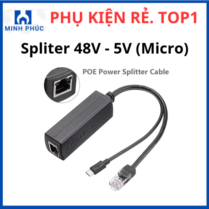 Spliter PoE 5v - Tách nguồn PoE 48v - 52v sang 5v 2A cho camera wifi (Chân Micro)