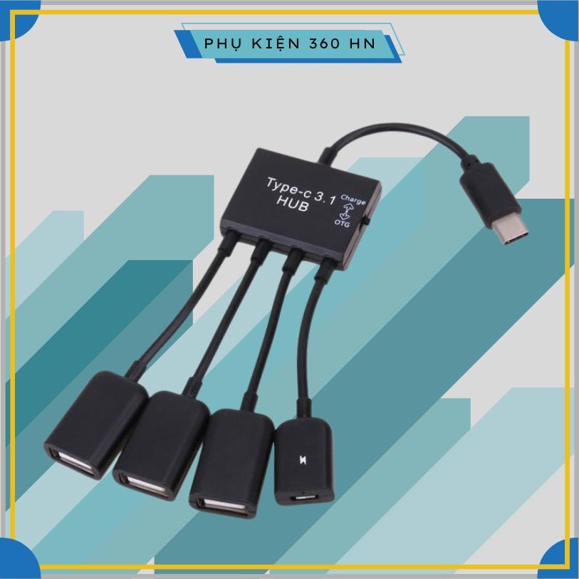 Cáp OTG Type-C ra 4 cổng USB Hub OTG Type-C