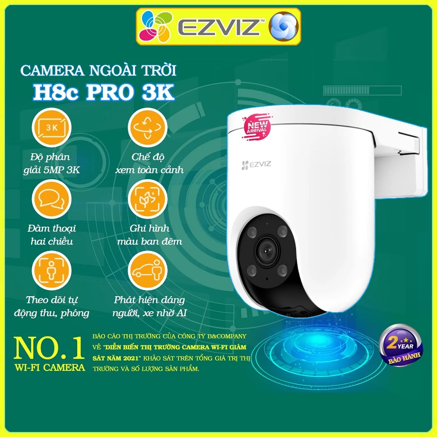 Camera wifi Ezviz ngoài trời H8C 2MP/3MP/4MP 2K 2K+ chính hãng, đàm thoại, màu đêm