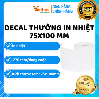  Giấy in nhiệt Decal A7  75x100 mm  cho máy in tem mã vạch đơn vận chuyển đơn TMĐT - Decal nhiệt A7 có lớp dán 