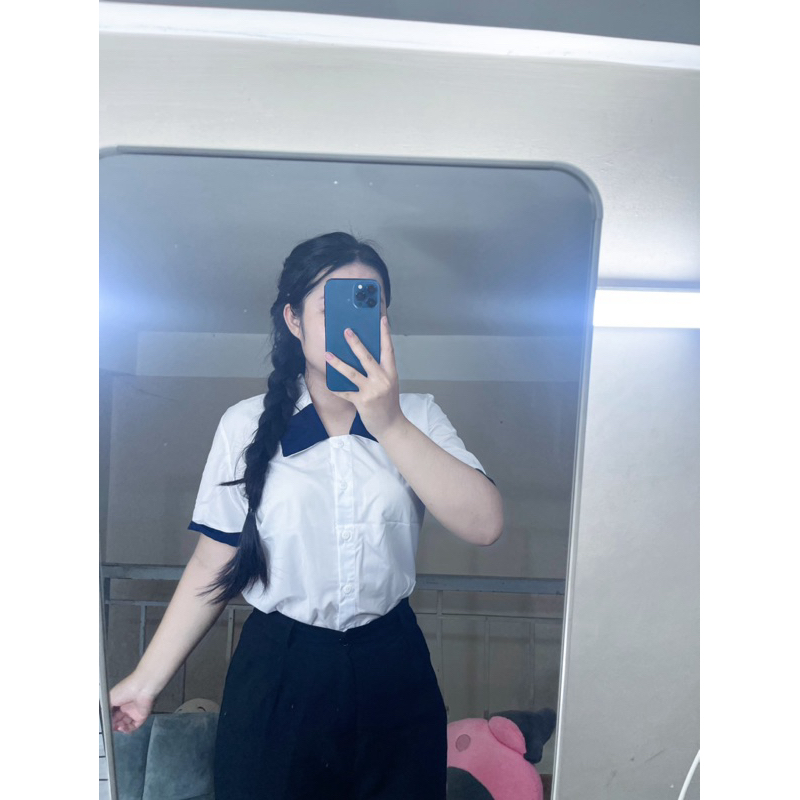 [MV04] Áo sơ mi đi học viền nửa cổ tay ngắn viền🎀