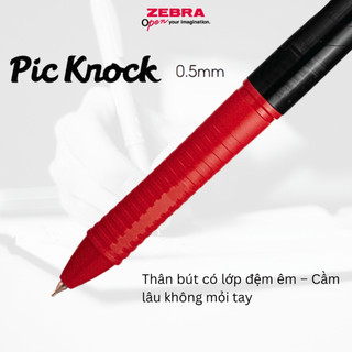 Bút Bi ZEBRA Pic Knock 0.5mm, Mực đều, Màu Đen/ Đỏ/ Xanh,  Nhẹ 6.9g, Viết Êm Tay [Chính Hãng Nhật]