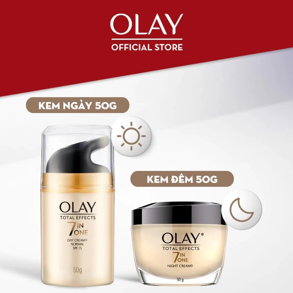   VHL X OLAY  COMBO Kem Dưỡng Ngày & Đêm Phục Hồi & Ngăn 7 Dấu Hiệu Lão Hóa Olay Total Effects 50g X2 