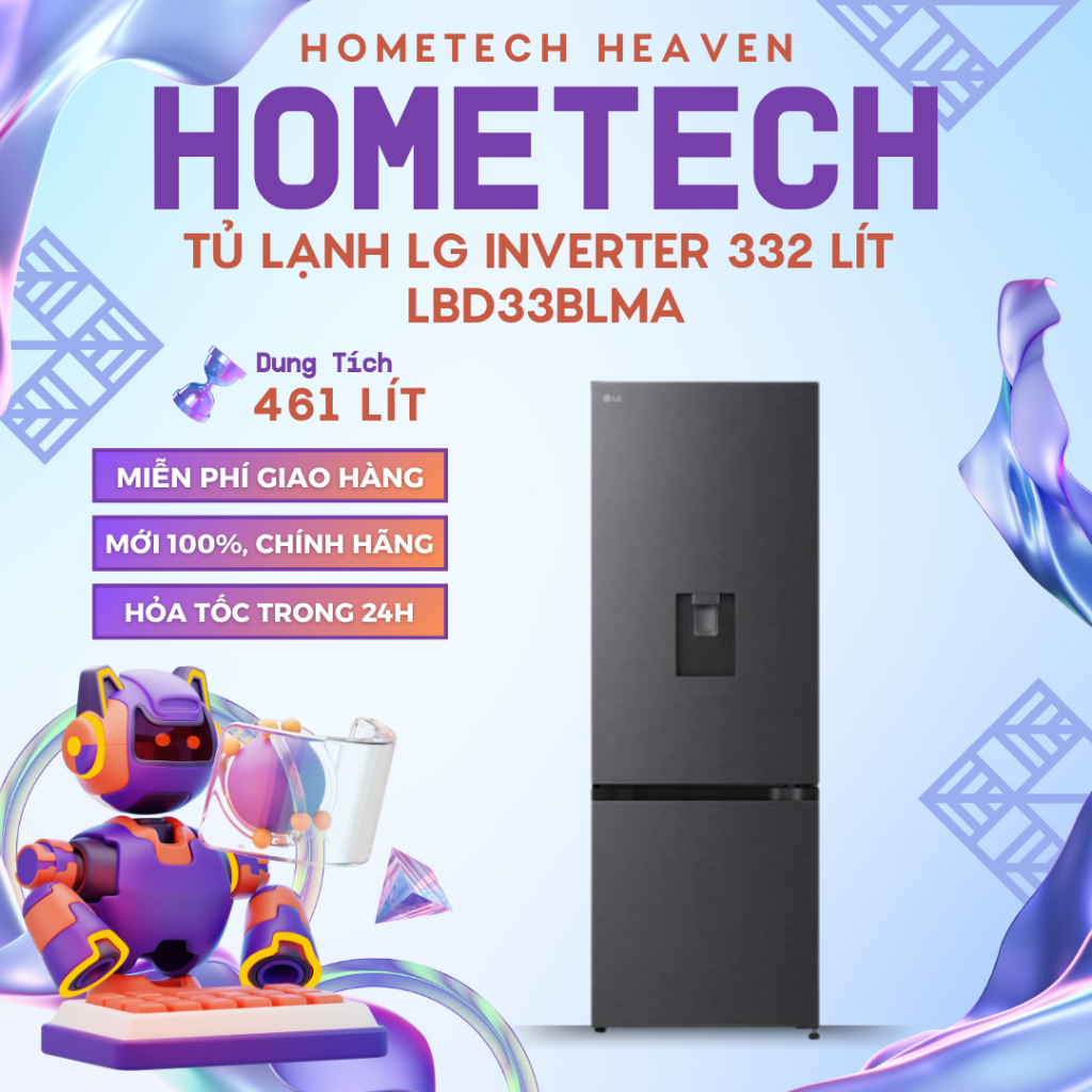 [GIAO LẮP MIỄN PHÍ] LBD33BLMA - Tủ lạnh LG Inverter 332 lít LBD33BLMA - Hàng Chính Hãng, Mới 100%
