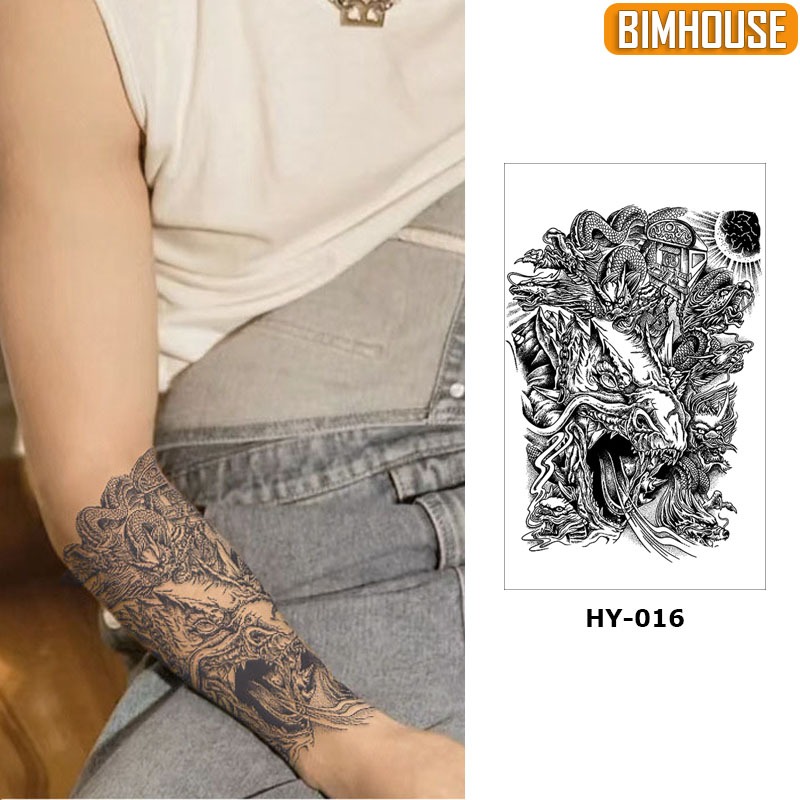 Hình xăm giả BIMHOUSE, miếng dán hình xăm cửu long di quan 15 ngày chống nước HY-016