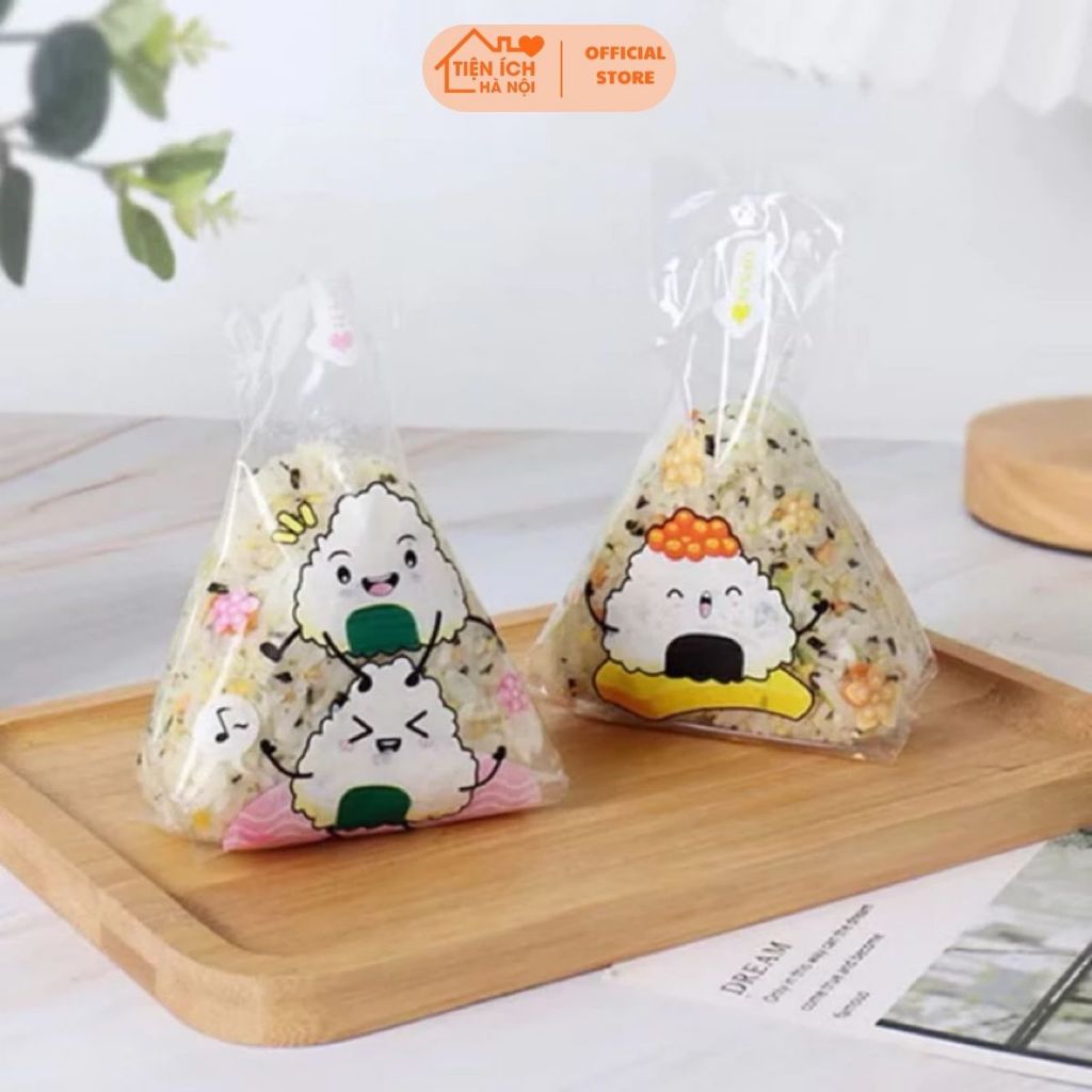Combo 100 Túi đựng cơm nắm túi đựng cơm tam giác túi bóng đựng cơm onigiri túi bóng kính đựng cơm nắ