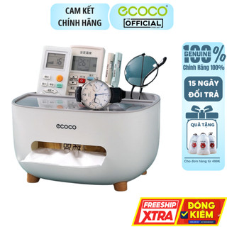Hộp Đựng Giấy Ăn Để Bàn ECOCO E2009 Cao Cấp, Hộp Giấy Ăn Có Ngăn Để Đồ Và Giá Đỡ Điện Thoại