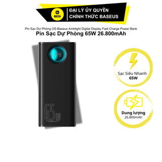  Pin Sạc Dự Phòng Baseus Amblight 65W 26800mAh | Sạc Nhanh PD Cho Laptop Kèm Cáp 100W 