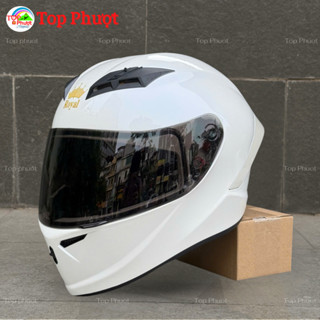 Mũ Bảo Hiểm Fullface M266 Royal 2 Kính Màu Trắng Chùm Đầu Hàng Cao Cấp Chính Hãng - Tặng Khăn Trùm Đầu Đội Nón, Đệm Cằm