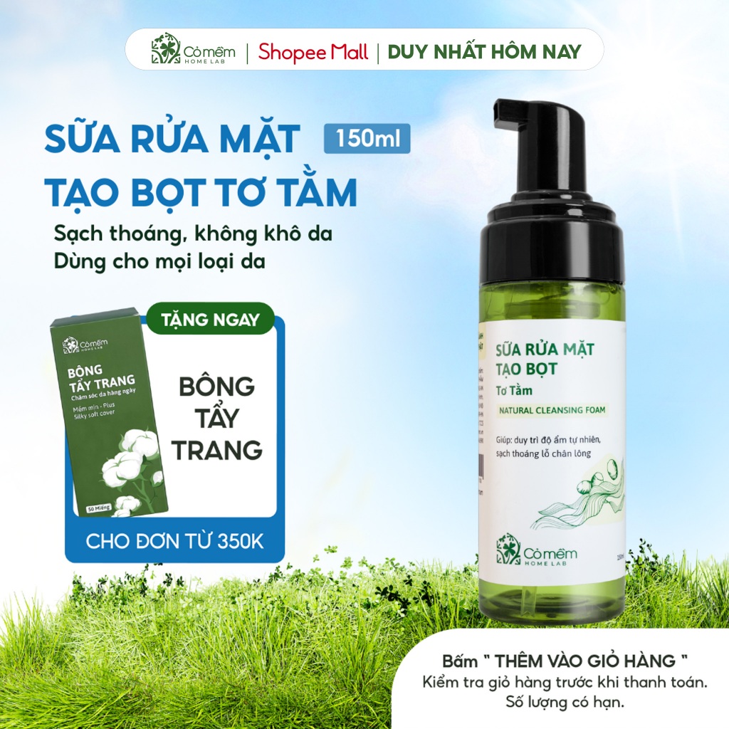 Bọt Rửa Mặt Dưỡng Da Cho Mọi Loại Da Tơ Tằm Cỏ Mềm 150ml