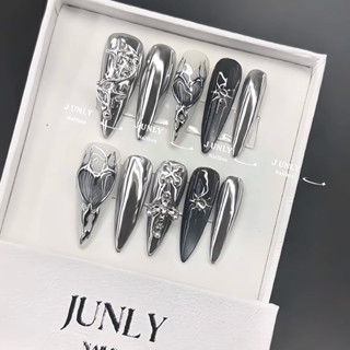 Nailbox tráng gương bạc inox JUNLY - nail box thiết kế móng giả mắt mèo trái tim siêu sáng đi chơi chụp ảnh 248