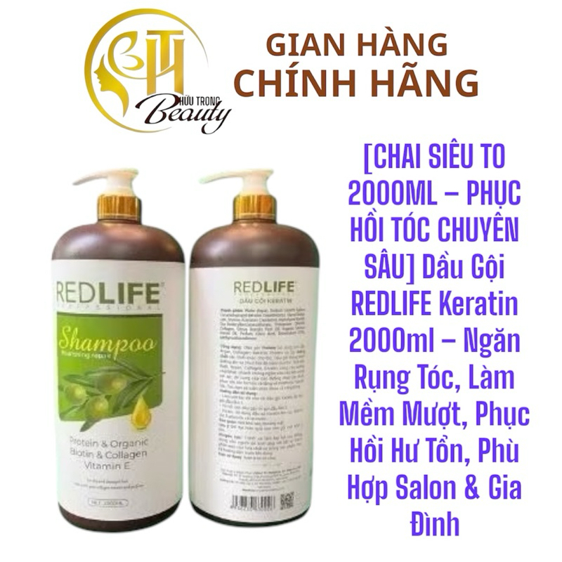 [CHAI SIÊU TO 2000ML PHỤC HỒI TÓC CHUYÊN SÂU] Dầu Gội REDLIFE Keratin 2000ml Ngăn Rụng Tóc,Làm Mềm M