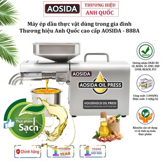 Máy ép dầu thực vật nóng lạnh thương hiệu cao cấp aosida 888a năng suất 3-6kg/giờ - hàng nhập khẩu
