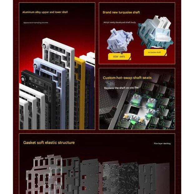 Bàn phím cơ khung nhôm LEOBOG HI75C - 3 mode kết nối - Keycap PBT - LED RGB - APP Marco - Núm vặn | BigBuy360 - bigbuy360.vn