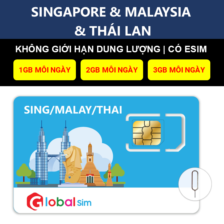 Sim Singapore & Malaysia & Thái Lan - Không Giới Hạn Dung Lượng - GlobalSIM