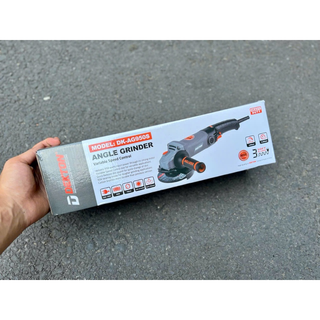 Máy Mài Điện Công Tắc Bóp Dekton (có chỉnh tốc) DK-AG950S màu xanh và xám