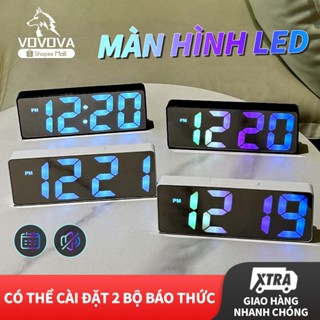 Đồng hồ báo thức có đèn LED để bàn VOVOVA mini thông minh nhiều màu