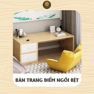 Bàn Trang Điểm Ngồi Bệt THIÊN HƯƠNG, Bàn Làm Việc Ngồi Bệt 2 Ngăn Kéo, Chất Liệu Gỗ MDF Cao Cấp