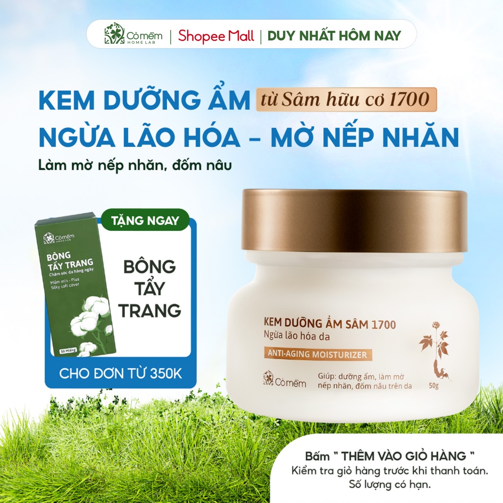 Kem dưỡng ẩm da mặt Sâm 1700 Ngừa Lão Hoá da Giúp Mờ Nếp Nhăn Và Đốm Nâu Cỏ Mềm 50g