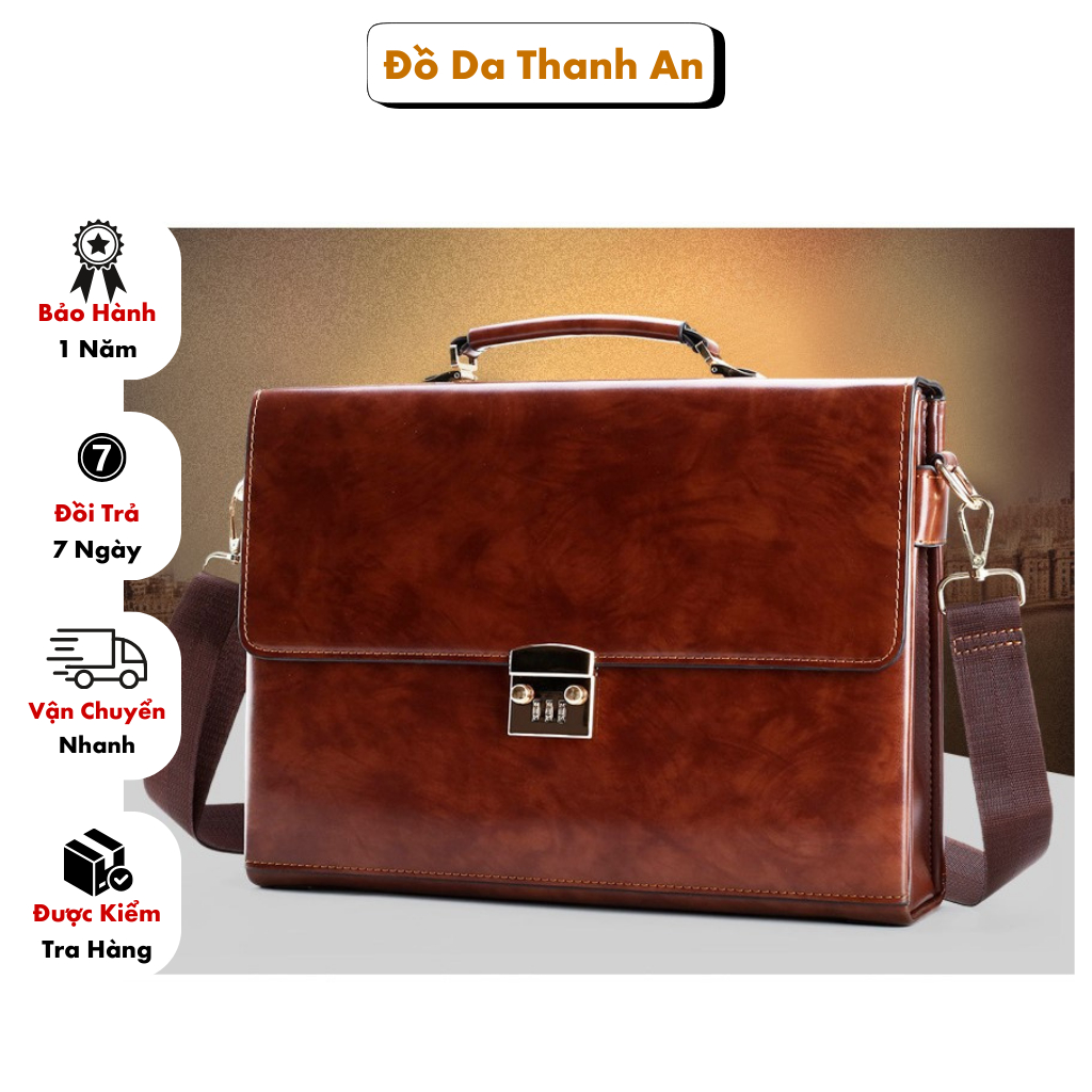 Cặp Da Nam, Cặp Da Khóa Số, Túi Xách Công Sở KQDAISHU,Chất Liệu Da Cao Cấp Bảo Hành 12 Tháng CD006