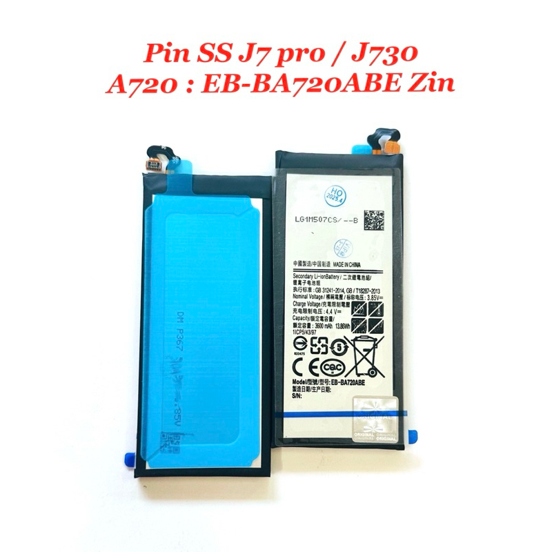 Pin thay thế dành cho samsung j7 pro/j730/A720 : EB-BA720ABE Zin Cty (như hình chụp)