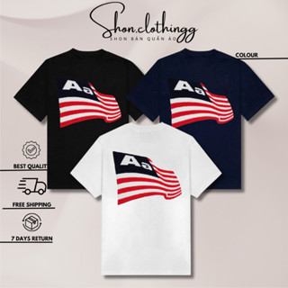 Áo Thun AA Stu Cờ Mỹ Thêu Xù- Áo Thun Nam Nữ Thêu Xù Cao Cấp Chất Cotton 2 Chiều Thoáng Mát