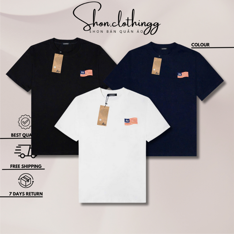 Áo Thun AA Stu Cờ Mỹ Thêu Xù- Áo Thun Nam Nữ Thêu Xù Cao Cấp Chất Cotton 2 Chiều Thoáng Mát | BigBuy360 - bigbuy360.vn