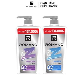  Tắm gội cho nam 2in1 Romano Gen Z hương Sea Breeze  Forest Cedar 900g x KOL 