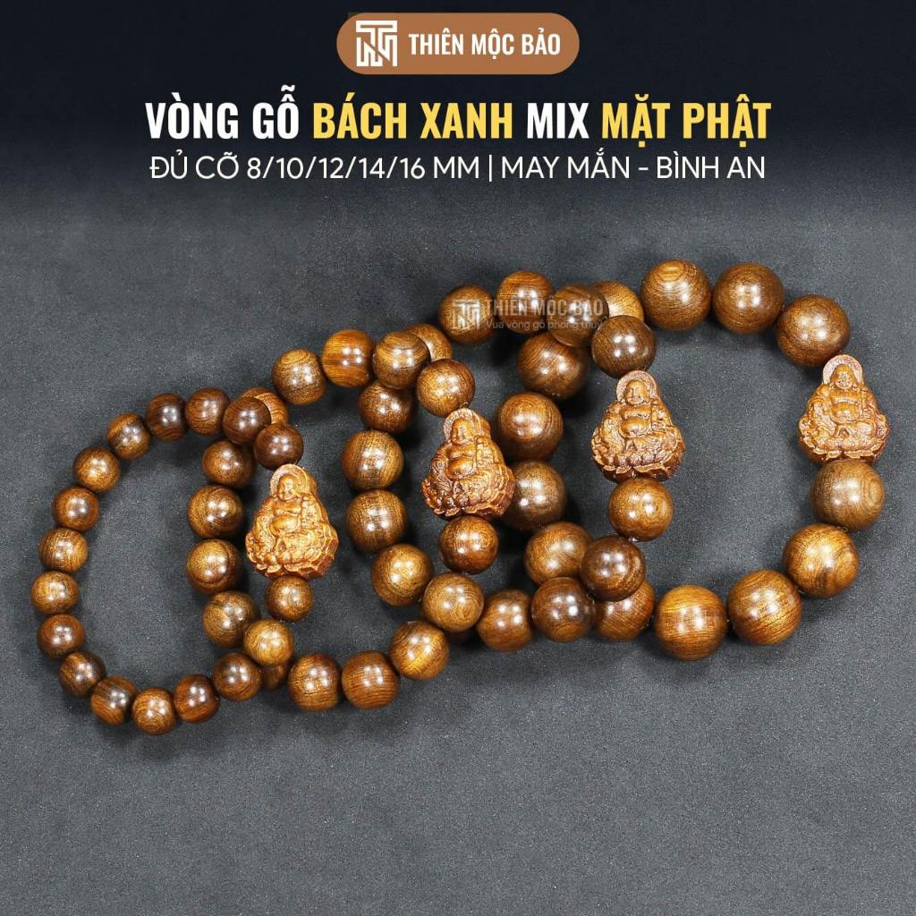 Vòng Gỗ Bách Xanh Mix Mặt Phật Cho Nam và Nữ - Chuỗi Tay Gỗ Thơm May Mắn Bình An | Thiên Mộc Bảo