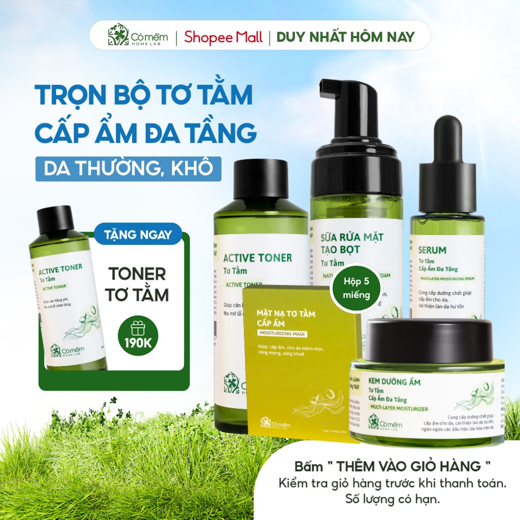 Bộ Chăm Sóc Da Chuyên Sâu Ngăn Ngừa Lão Hoá Căng Mịn Từ Tơ Tằm Cỏ Mềm