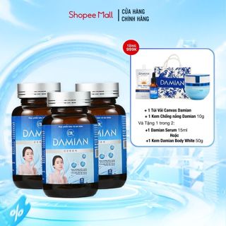   Mua 3 tặng 3  Viên uống hỗ trợ sáng da Damian hỗ trợ làm mờ thâm nám tàn nhang dưỡng sáng da hộp 30 viên 