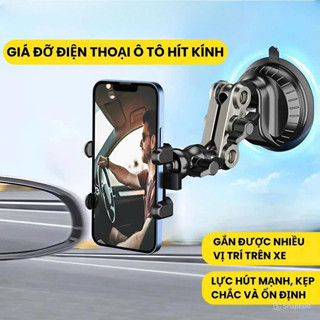 Giá đỡ điện thoại ô tô hít kính cao cấp, giá đỡ ô tô xoay 360 độ quay video chụp hình, kẹp điện thoại livestream