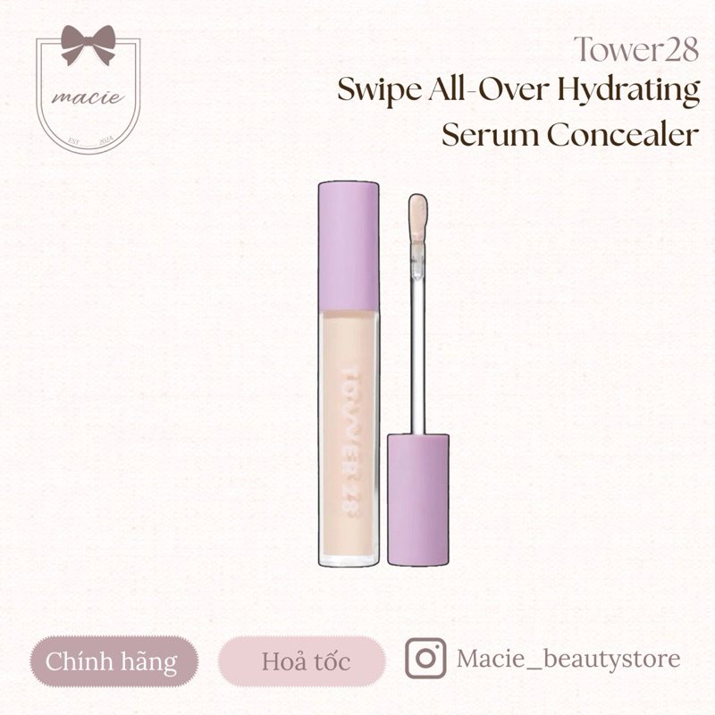 (Sẵn+Hoả tốc) Che khuyết điểm màu 2.0 Tower 28 Swipe All-Over Hydrating Serum Concealer